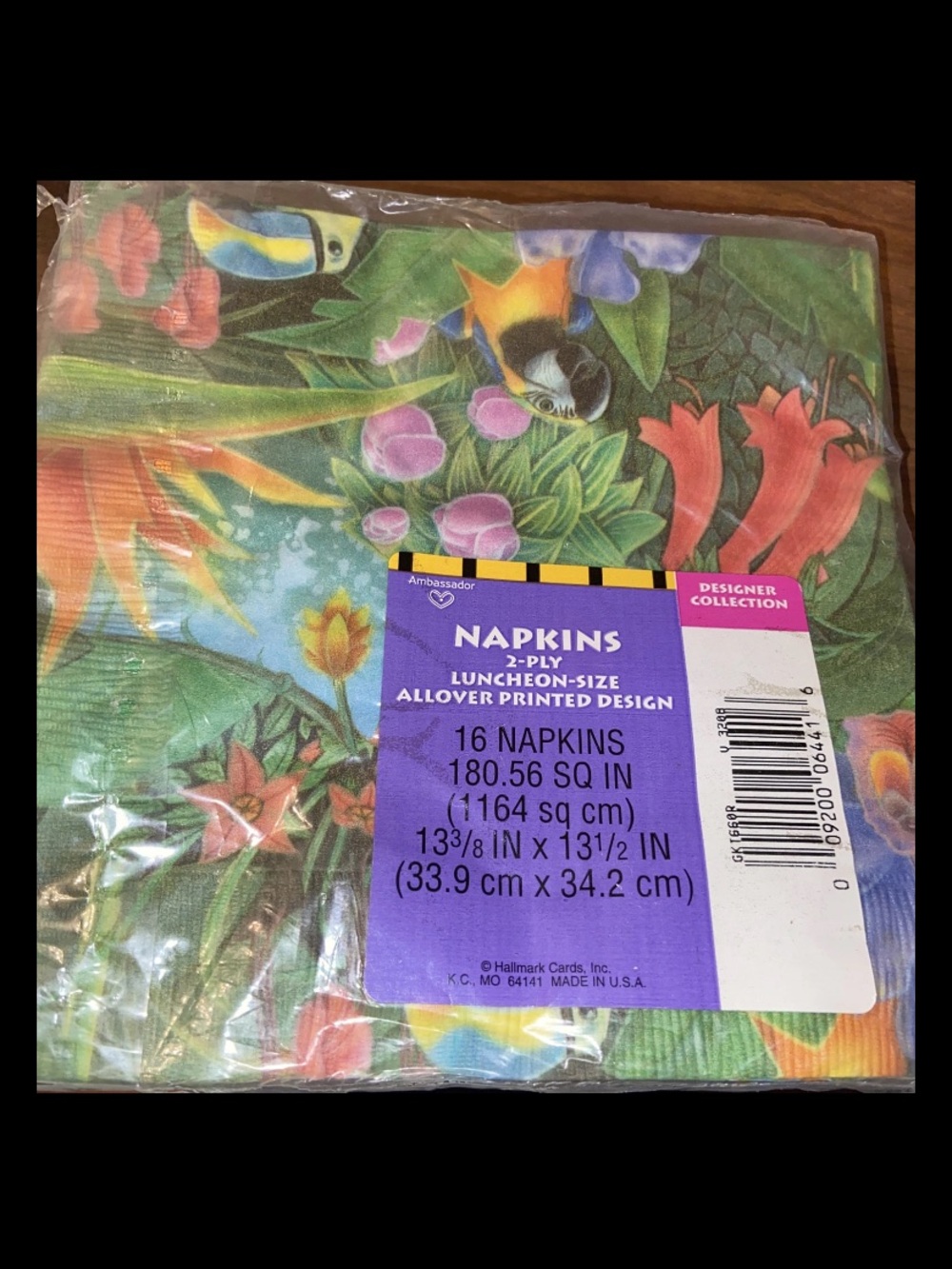 Hallmark Designer Collection 2 Ply 16 Count Tropical Print Luncheon Napkins.